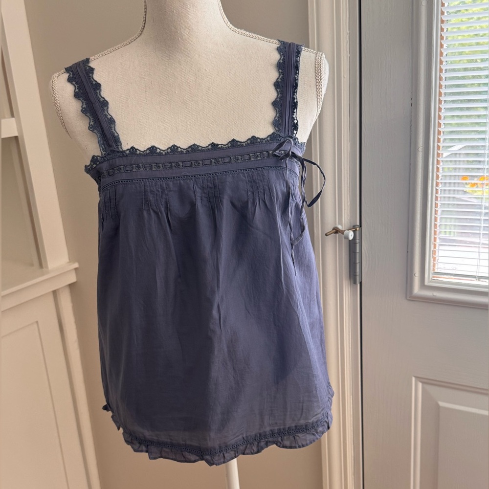 Banana Republic Blue Ruffled Tank Top